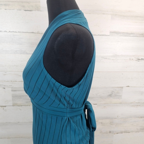 Vtg Moa Moa V-Neck Sleeveless Tie Back Babydoll Top XL Teal Green Y2K 90s Halter - Picture 9 of 11